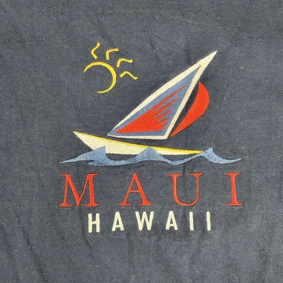 Vintage Somers Maui Hawaii Adults Medium Blue Shirt Made In USA Short Sleeve